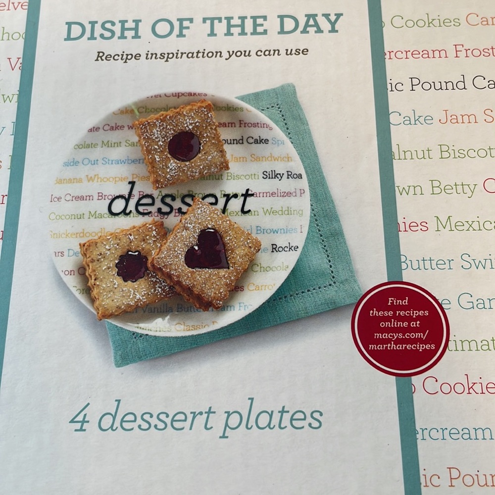 Martha Stewart Collection “Dish of the Day” Set of 4 Dessert Plates - Picture 4 of 6